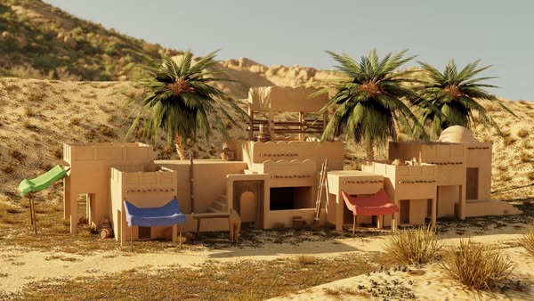 3D Scene of Ancient Arabian Village